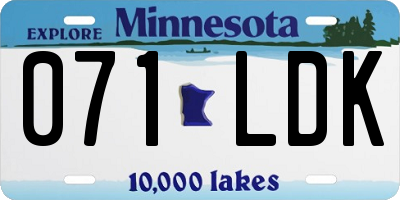 MN license plate 071LDK