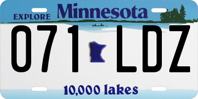 MN license plate 071LDZ