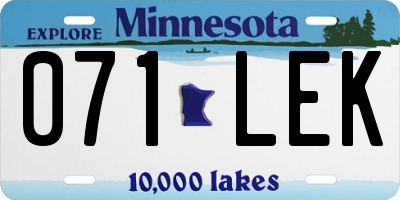 MN license plate 071LEK