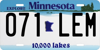 MN license plate 071LEM