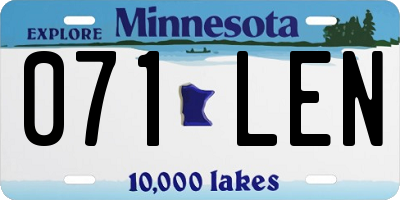 MN license plate 071LEN