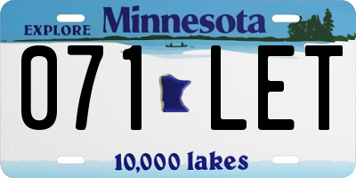 MN license plate 071LET
