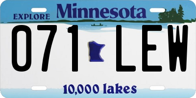 MN license plate 071LEW