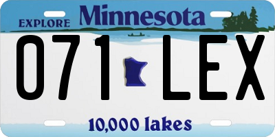 MN license plate 071LEX