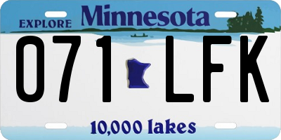 MN license plate 071LFK