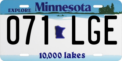 MN license plate 071LGE