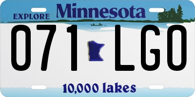 MN license plate 071LGO