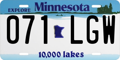 MN license plate 071LGW