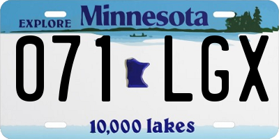 MN license plate 071LGX