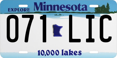 MN license plate 071LIC