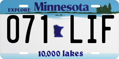 MN license plate 071LIF