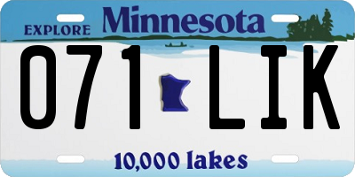 MN license plate 071LIK