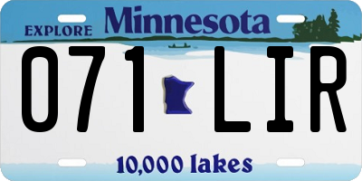 MN license plate 071LIR