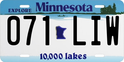 MN license plate 071LIW
