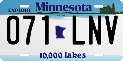 MN license plate 071LNV