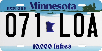 MN license plate 071LOA