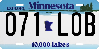 MN license plate 071LOB