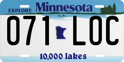 MN license plate 071LOC