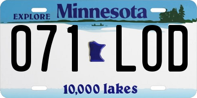 MN license plate 071LOD
