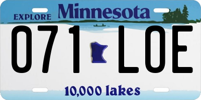 MN license plate 071LOE