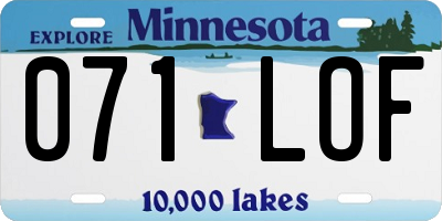MN license plate 071LOF