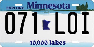 MN license plate 071LOI