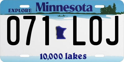 MN license plate 071LOJ