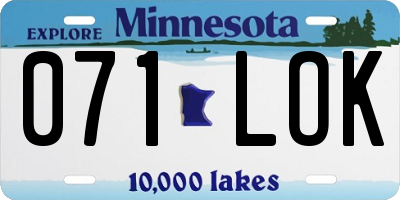 MN license plate 071LOK