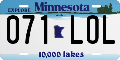 MN license plate 071LOL