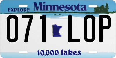 MN license plate 071LOP