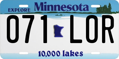 MN license plate 071LOR