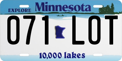 MN license plate 071LOT