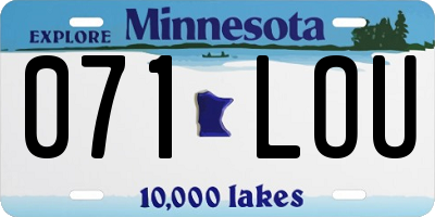 MN license plate 071LOU