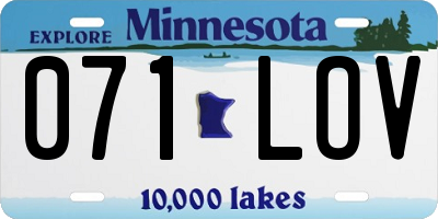 MN license plate 071LOV