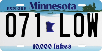 MN license plate 071LOW