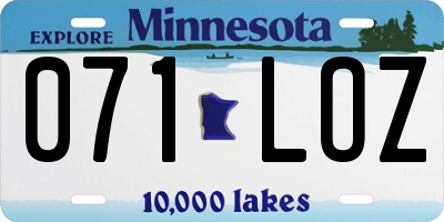 MN license plate 071LOZ