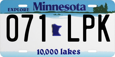 MN license plate 071LPK