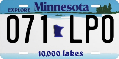 MN license plate 071LPO