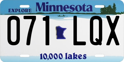 MN license plate 071LQX