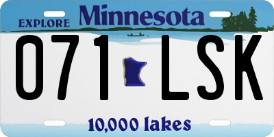 MN license plate 071LSK