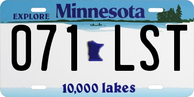 MN license plate 071LST