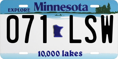 MN license plate 071LSW