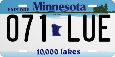 MN license plate 071LUE