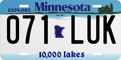 MN license plate 071LUK