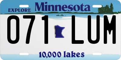 MN license plate 071LUM