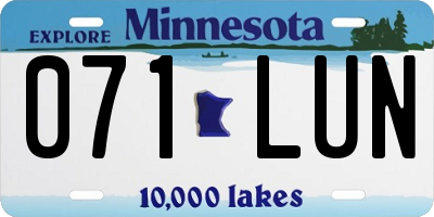 MN license plate 071LUN