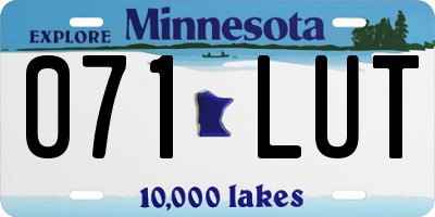 MN license plate 071LUT