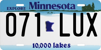 MN license plate 071LUX