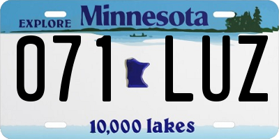 MN license plate 071LUZ