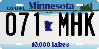 MN license plate 071MHK